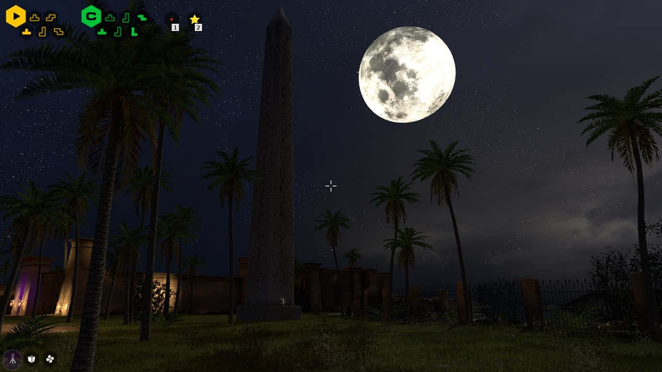 1366x768der Talos-grundsatz Mond Obelisk Hintergrund