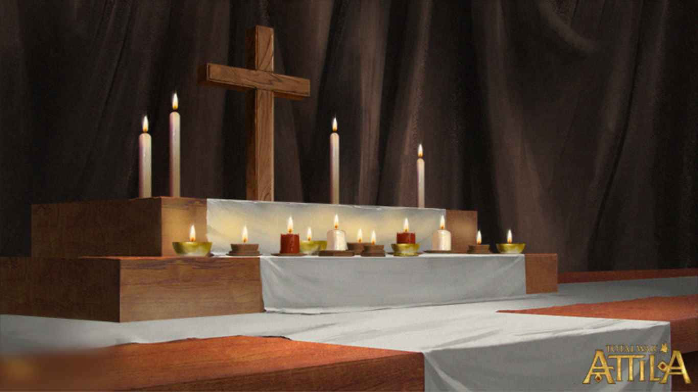 1366x768 Total War Attila Background Altar With Candles