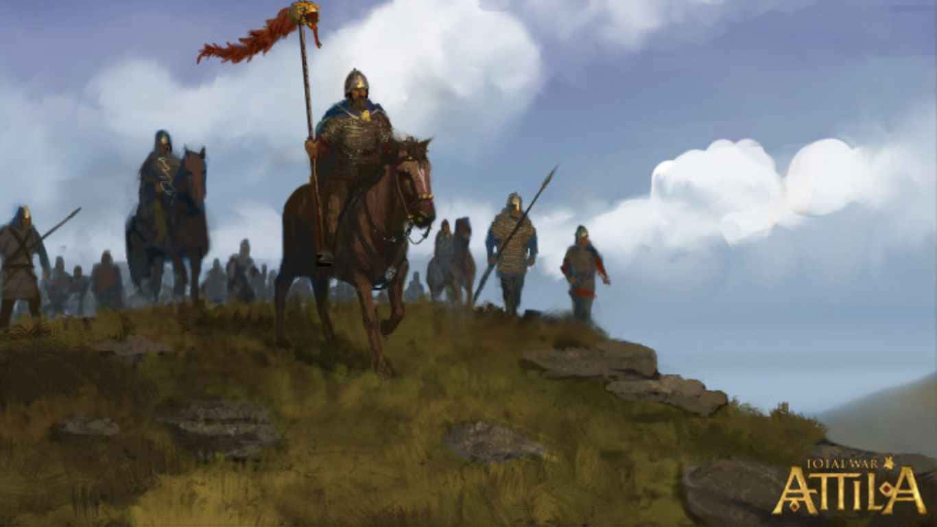1366x768total War Attila Hintergrund Krieger Auf Einem Hügel
