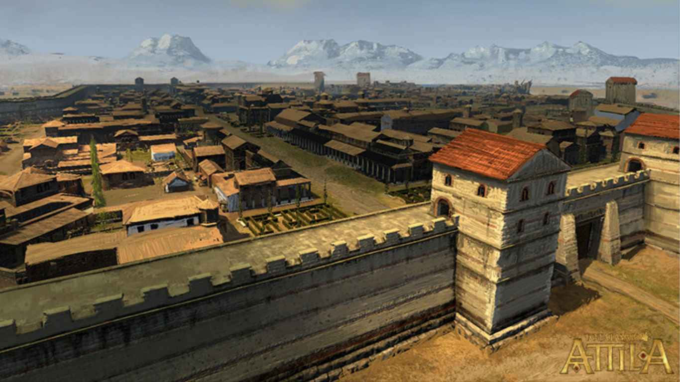 1366x768 Total War Attila Background Walled Off City