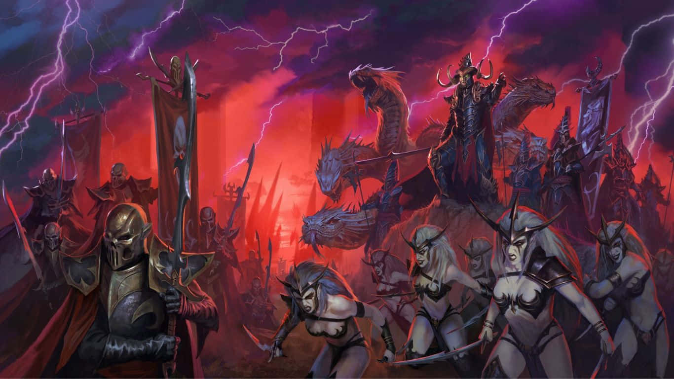1366x768rökt Röd Total War Warhammer Ii Bakgrund