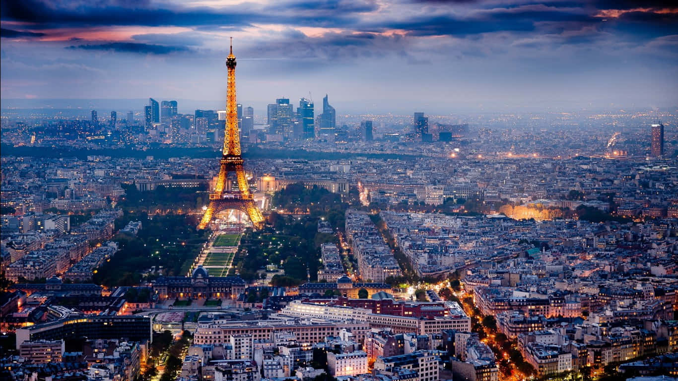 1366x768 Travel In Paris At Night Background