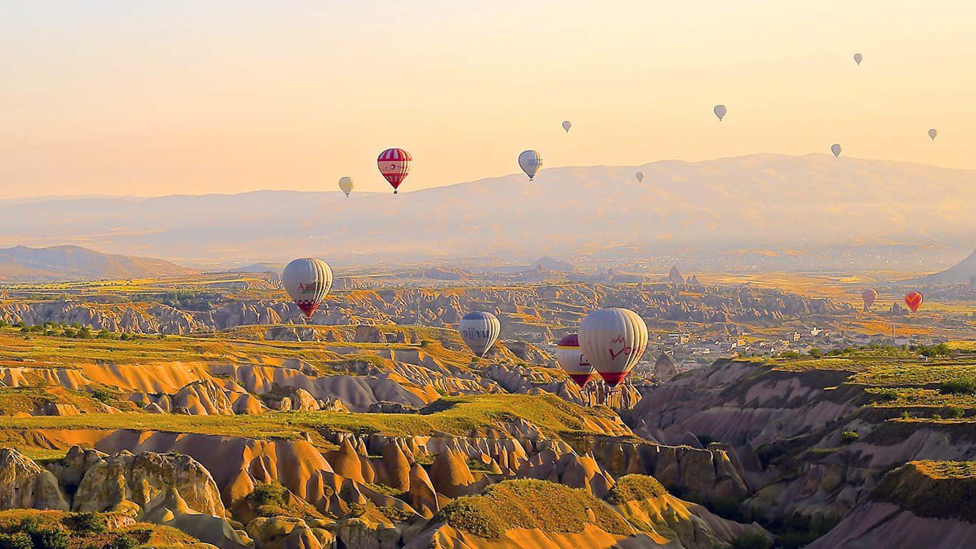 1366x768 Hot Air Balloons In Turkey Travel Background