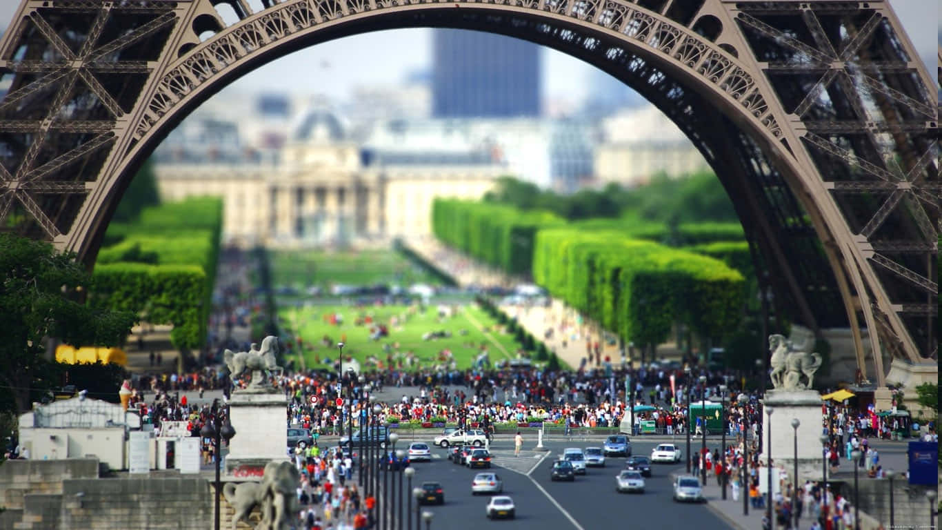 1366x768 Travel Under Eiffel Tower Background