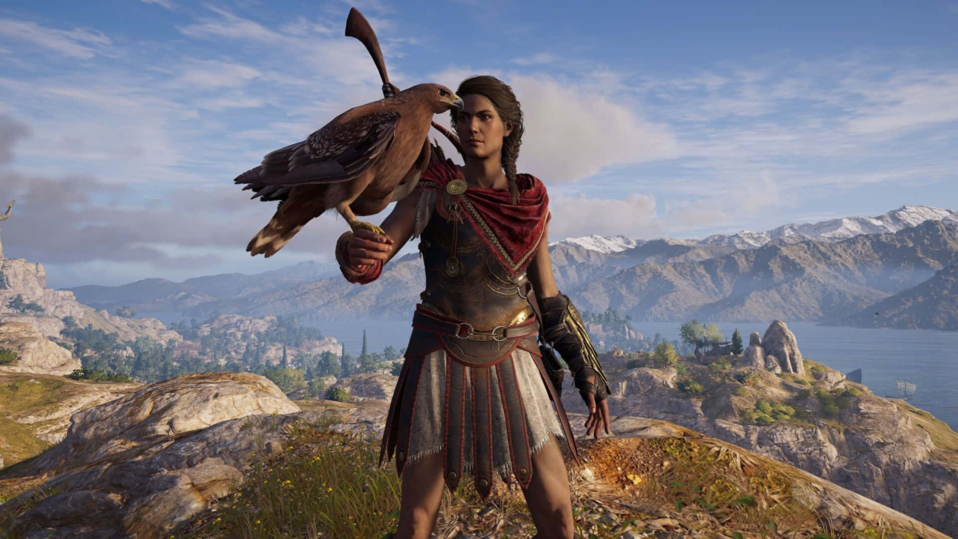 Kassandra And Eagle1440p Assassin's Creed Odyssey Background