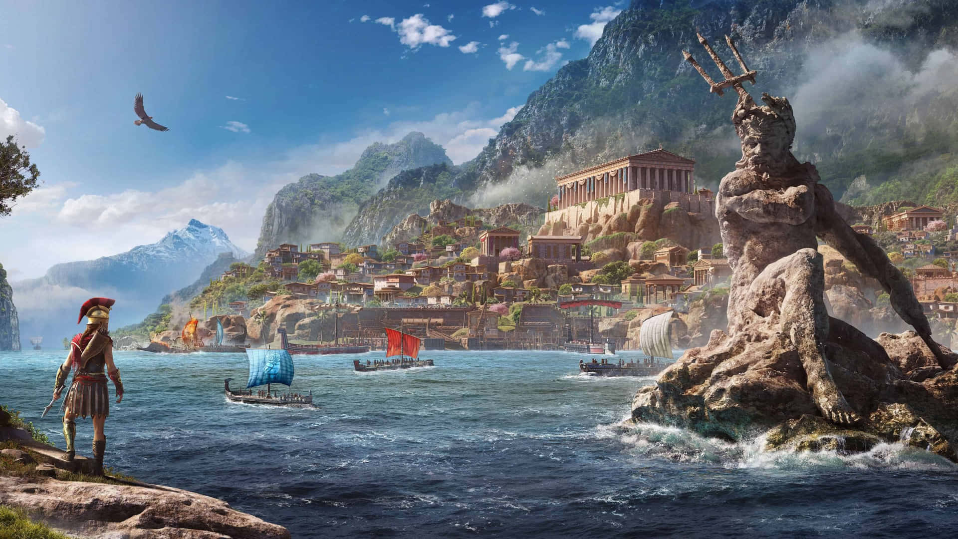 Statue Of Poseidon 1440p Assassin's Creed Odyssey Background