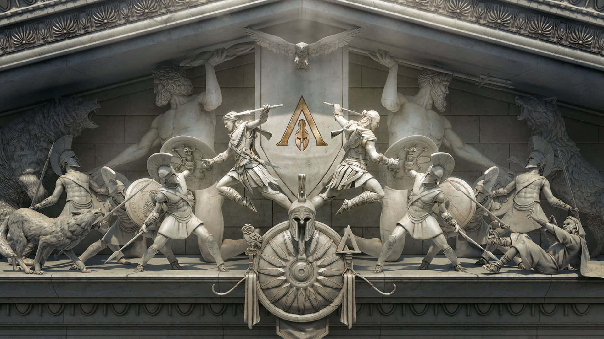 Sfondodi Assassin's Creed Odyssey Con Statua Greca In Risoluzione 1440p.
