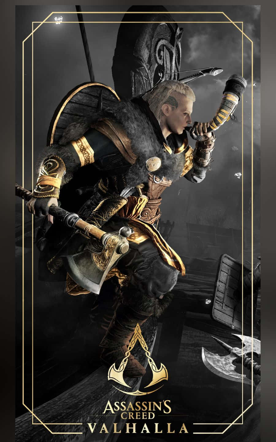 Eivor,der Ein Horn Bläst - 1440p Assassin's Creed Valhalla Hintergrund