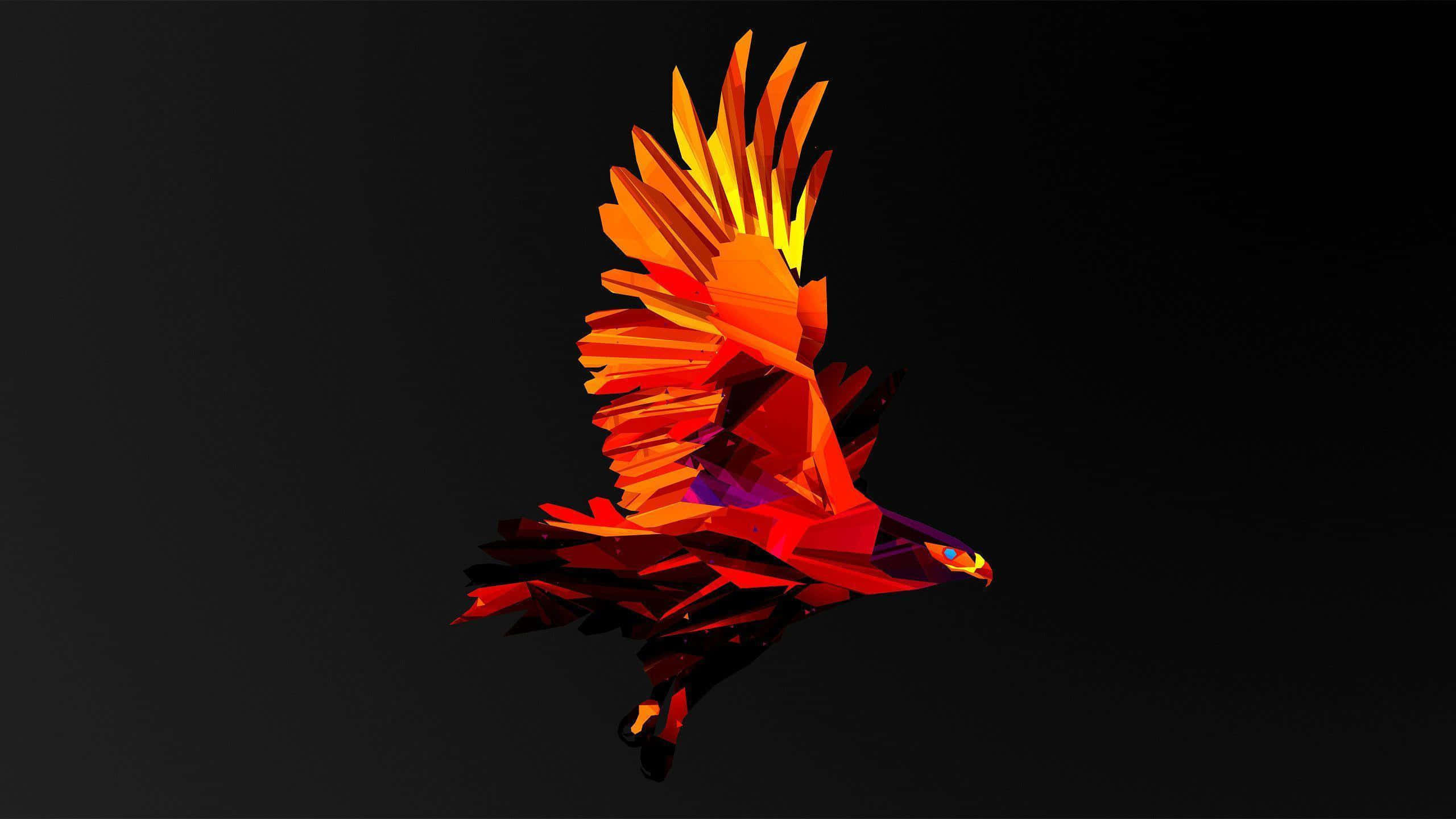 A Colorful Eagle Flying In The Dark