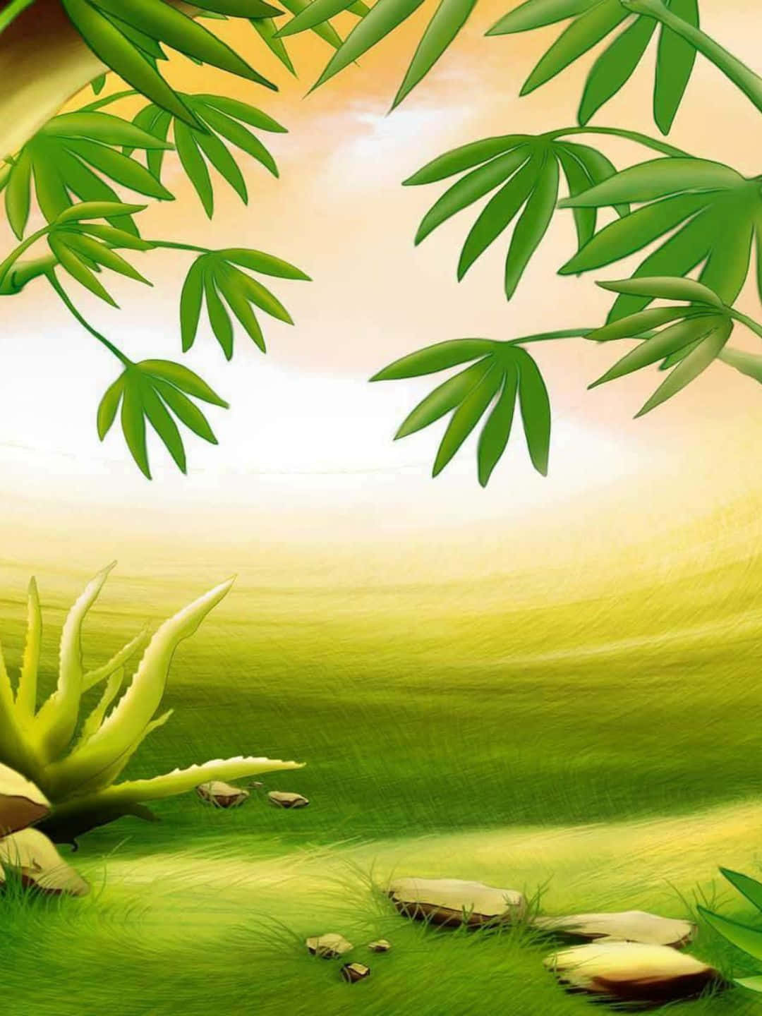 1440p Bamboo Background Fanart Painting Bamboo Leaves