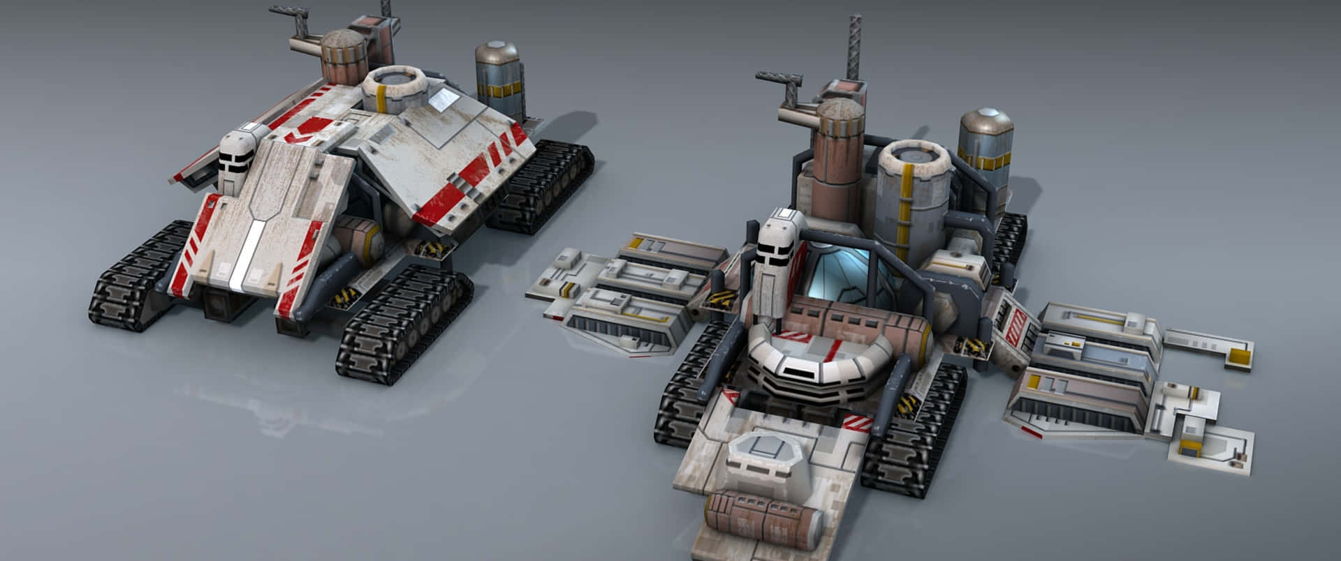 Two Tanks Are Shown On A Gray Background