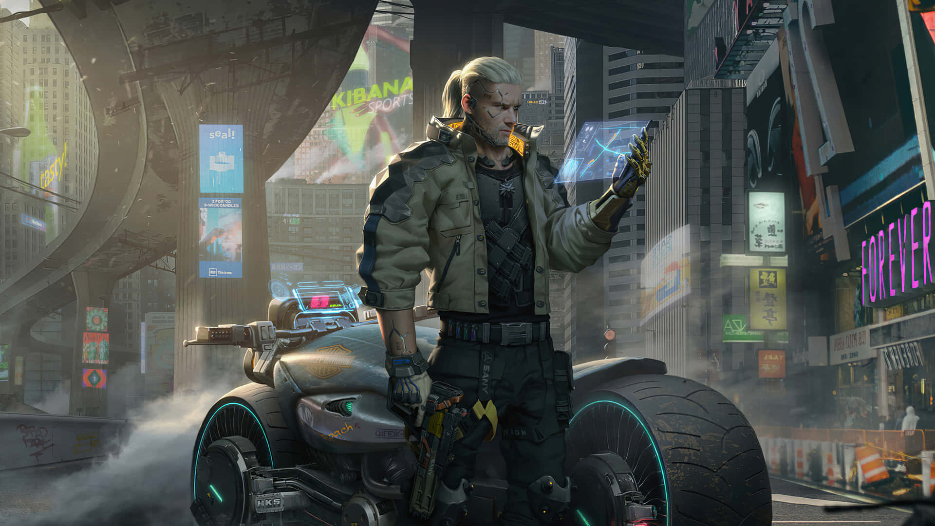 Geraltof Rivia 1440p Cyberpunk 2077 Bakgrundsbild