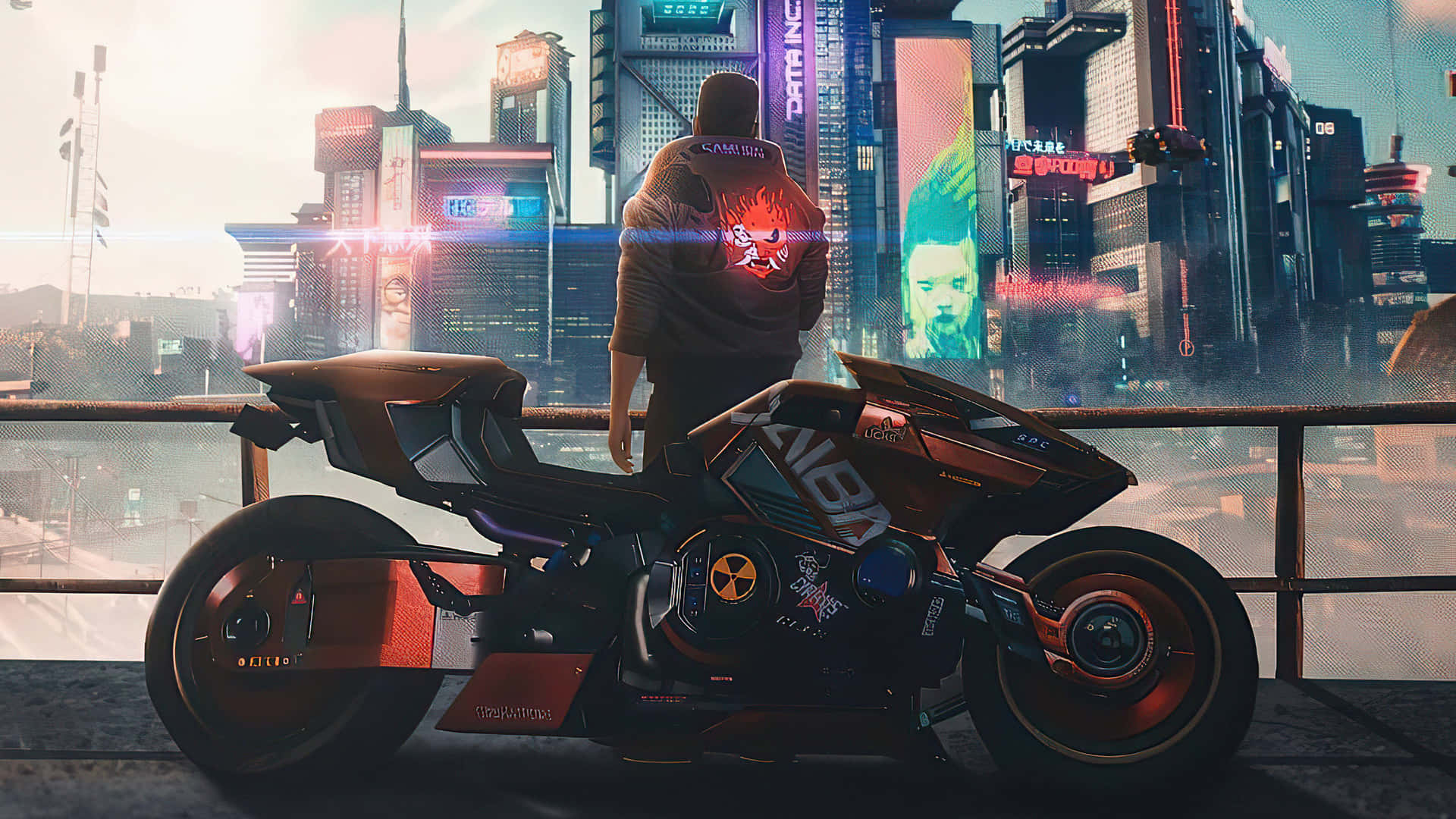 V With Motorbike 1440p Cyberpunk 2077 Background