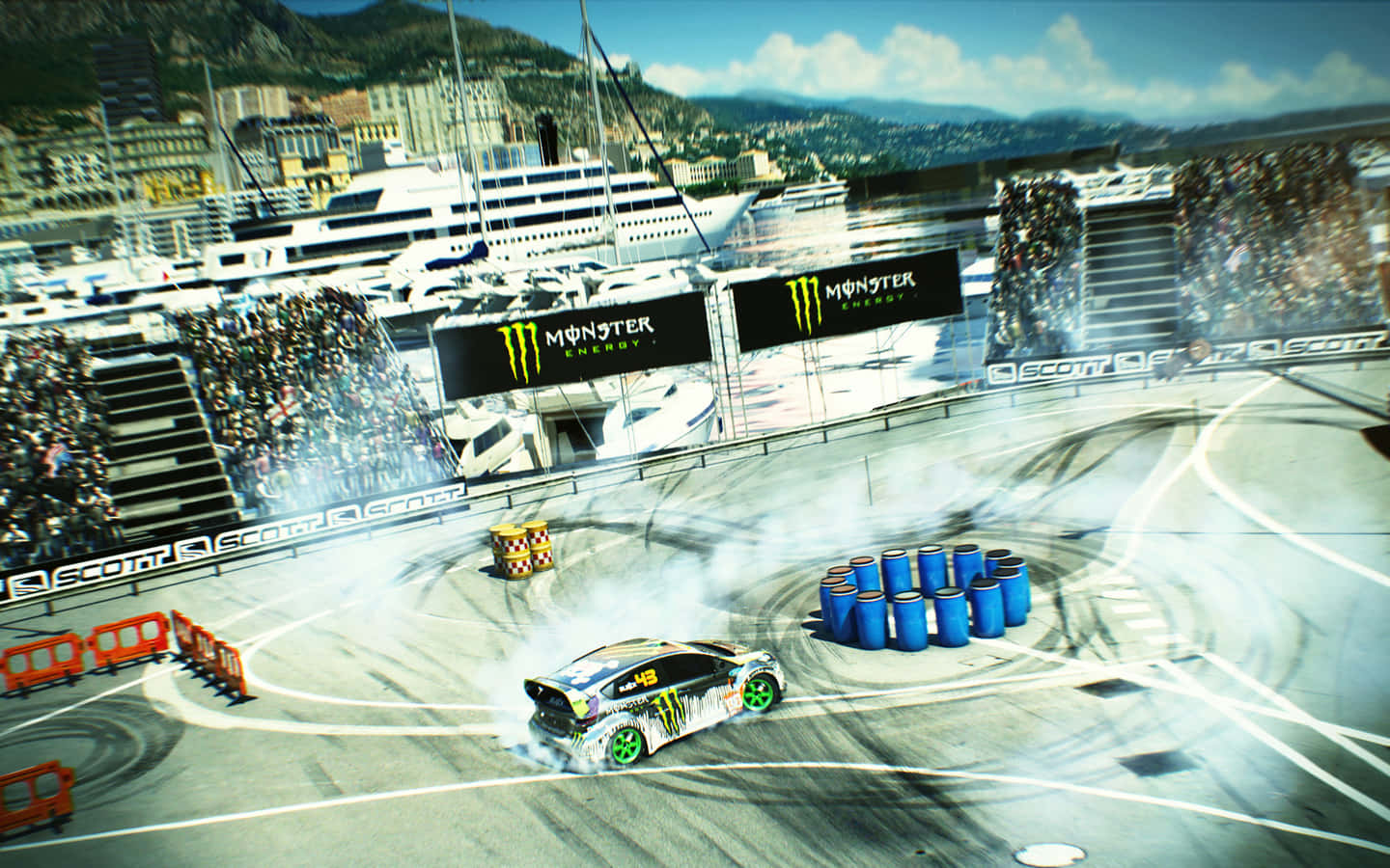 A Screenshot Of A Game With A Car On A Track