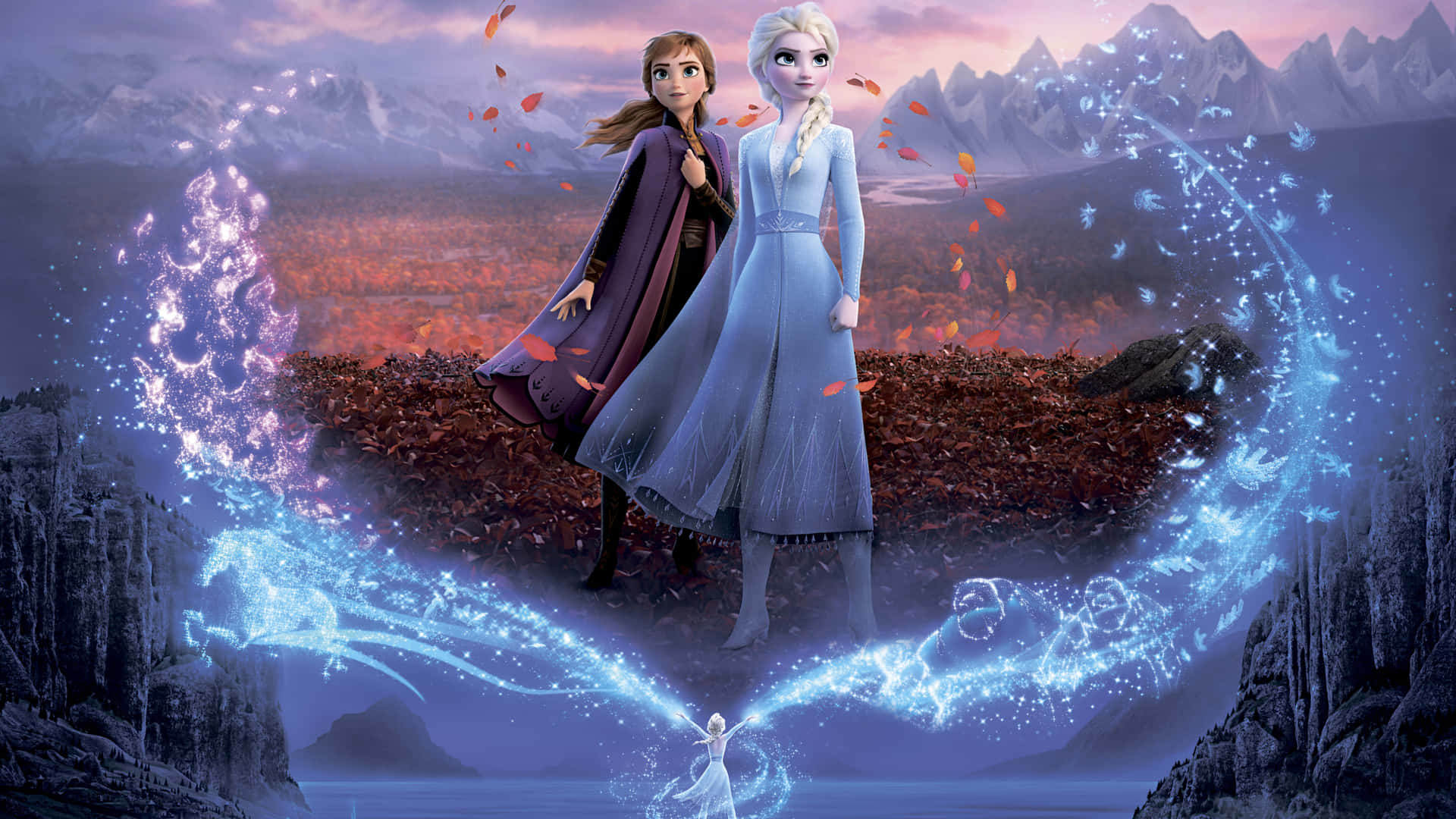 Elsa og Anna 1440p Disney Baggrund