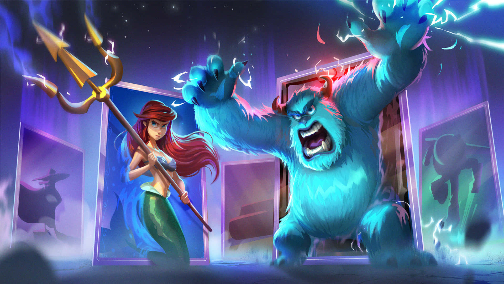 Ariel And Sulley 1440p Disney Background