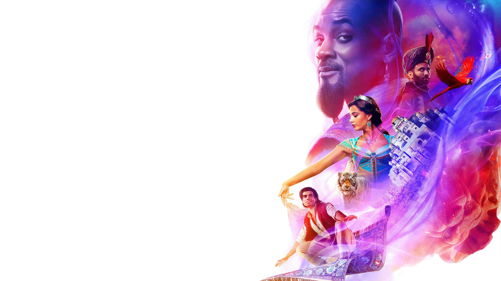 Lilla og rosa Aladdin 1440p Disney baggrund
