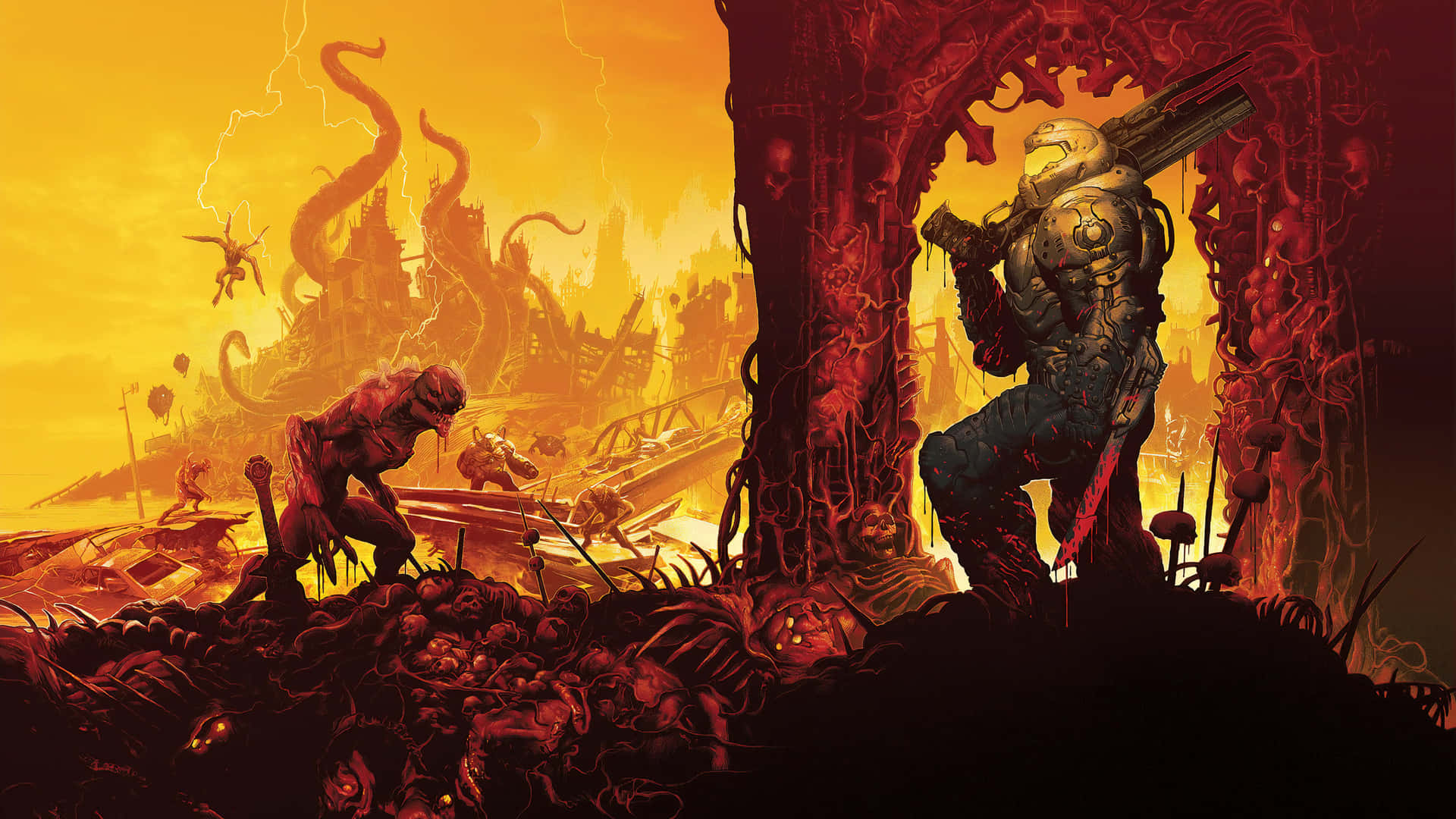 1440pbakgrundsbild För Doom, Skelett