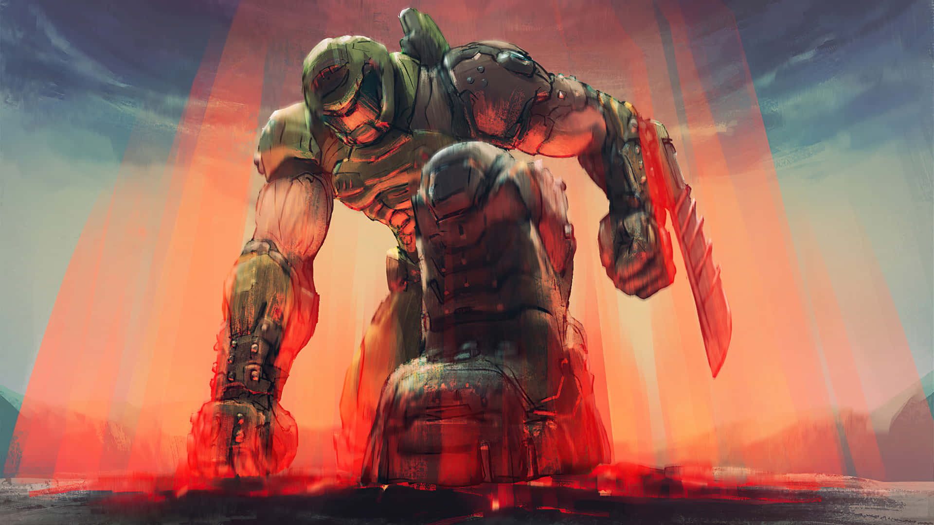 1440p Doom baggrund rødt lys tema: