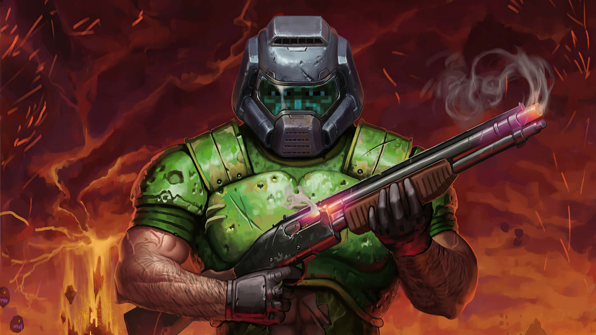 1440p Doom Background Green Armor
