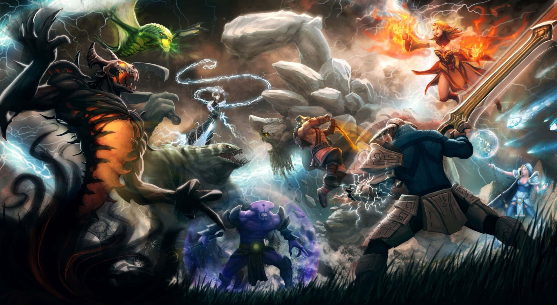 1440p Heroes Fight Dota 2 Background