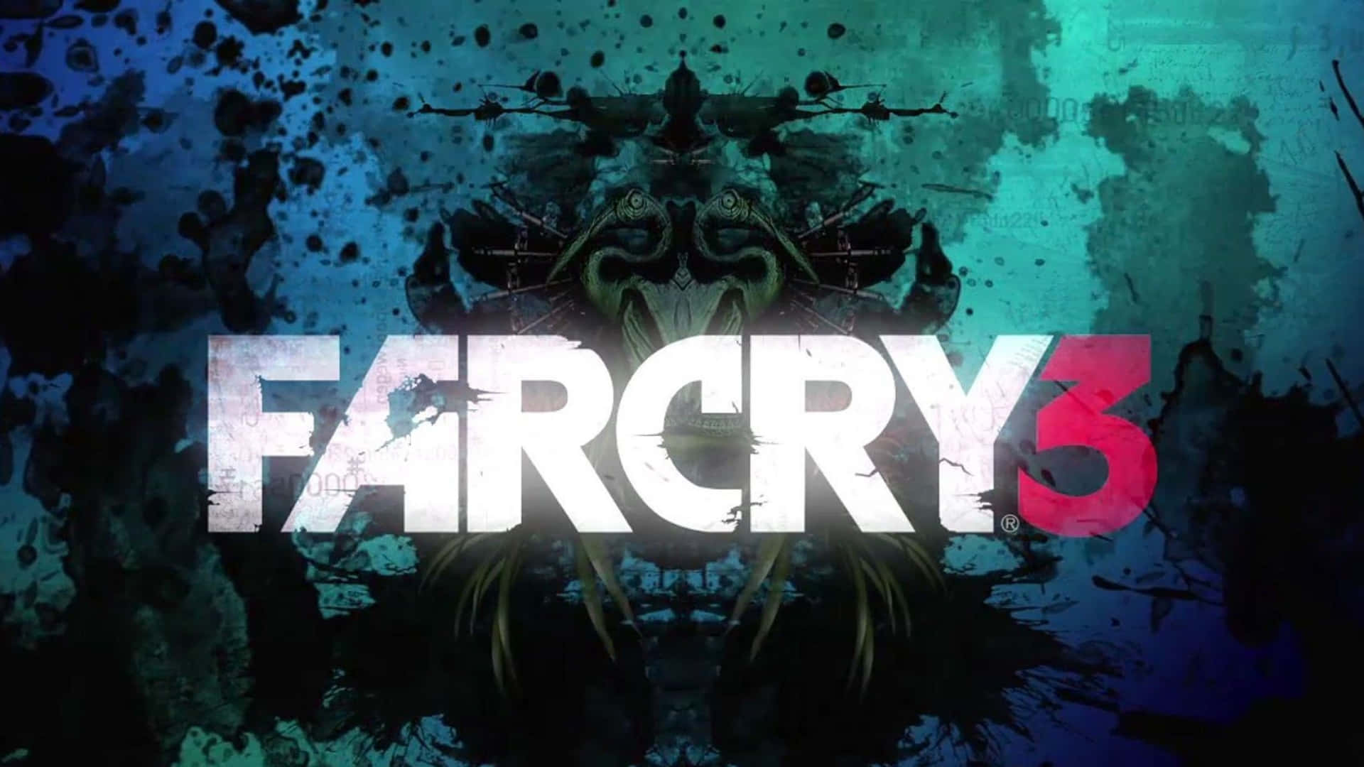 Farcry 3-logotyp, Blågrön 1440p-bakgrund