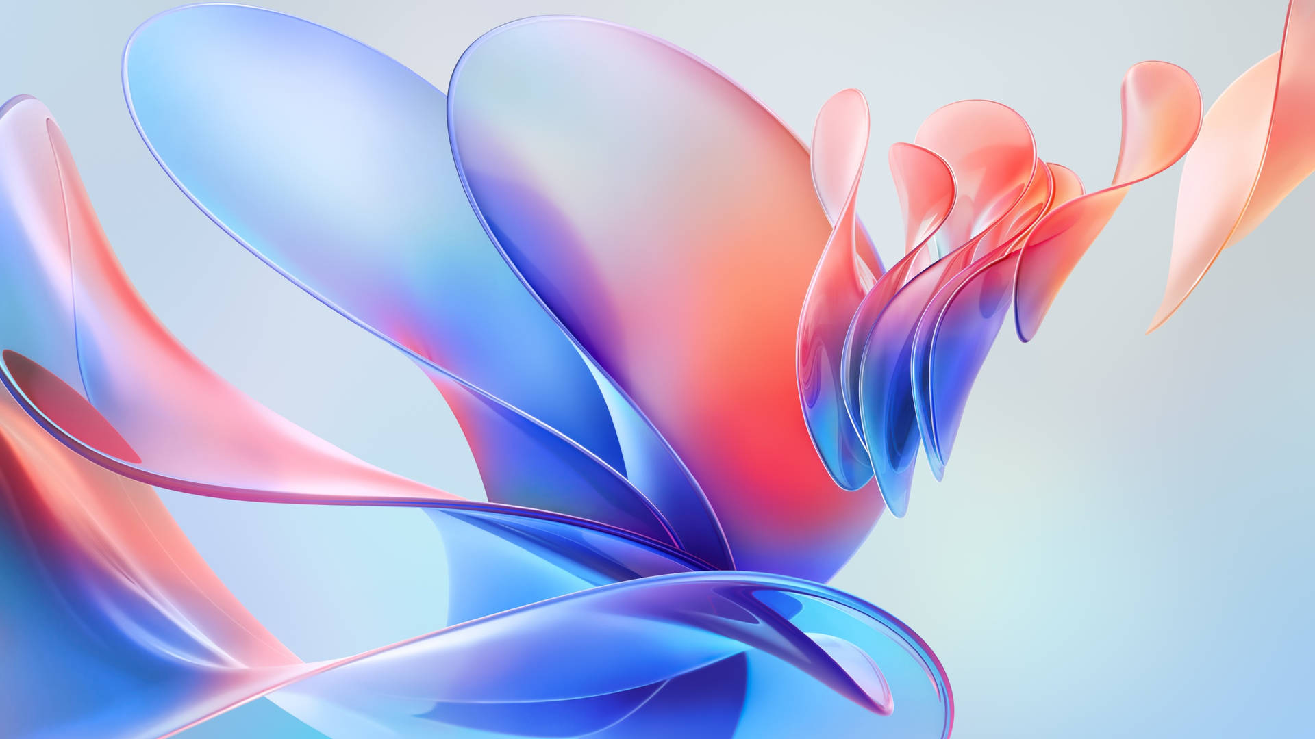 En blå og pink abstrakt design med en blå og pink baggrund Wallpaper