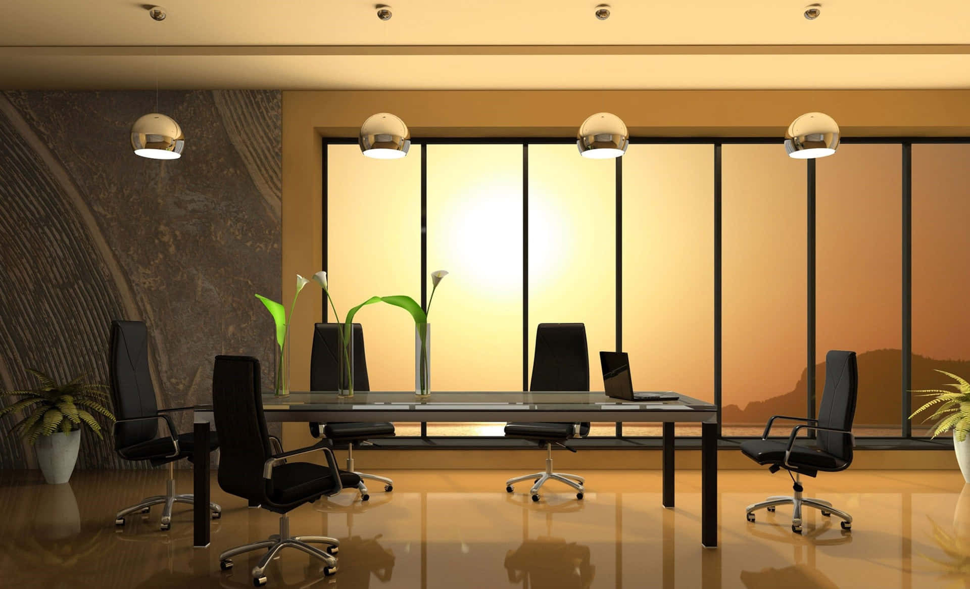 Solnedgangsbestyrelseslokale 1440p kontorbaggrund