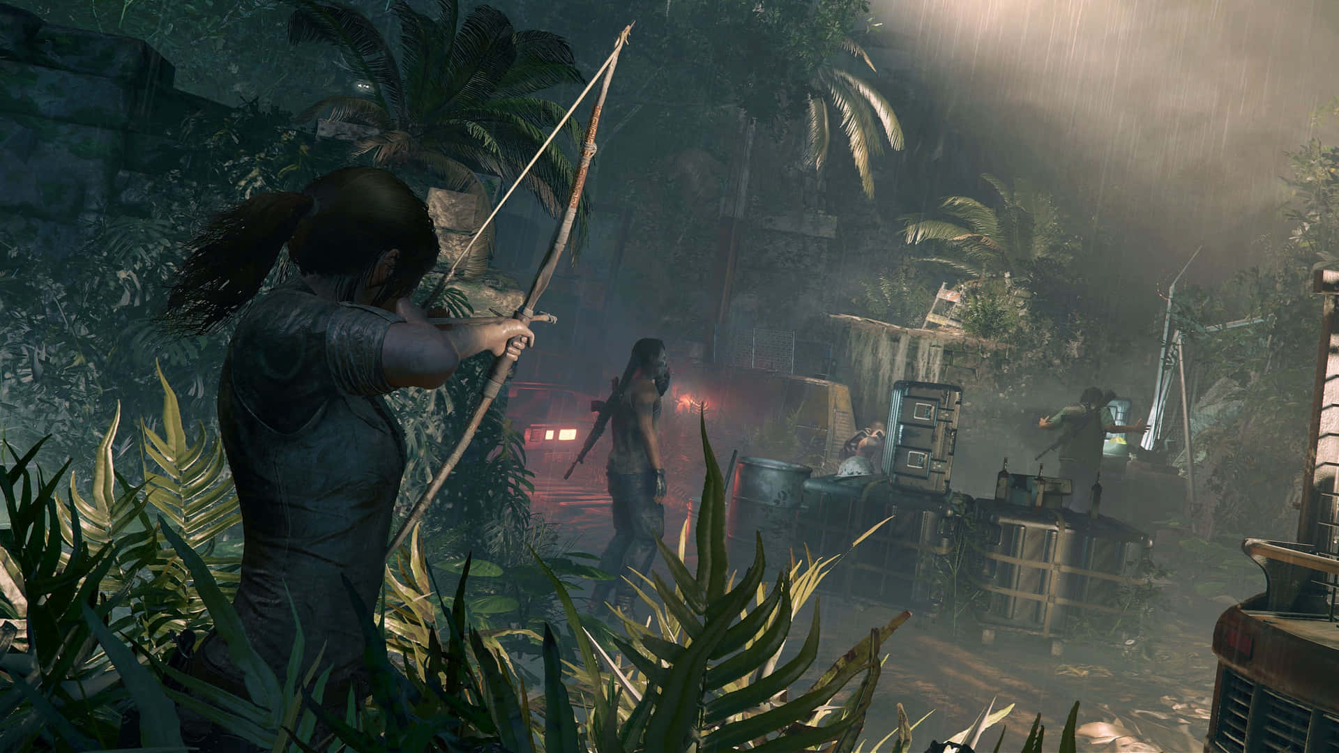 Laracroft Färdas Genom Svårt Terräng I Shadow Of The Tomb Raider.