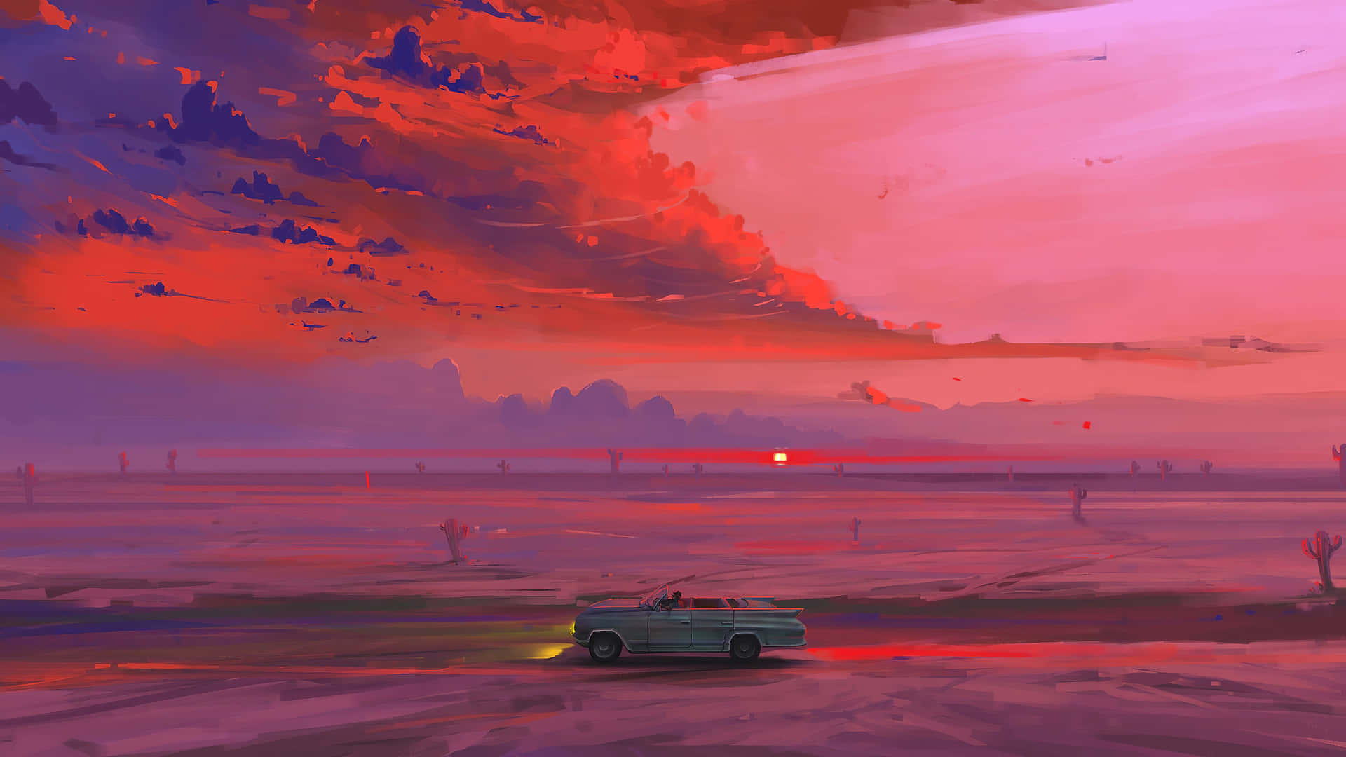 1440preise Auto Wüste Rosa Hintergrund