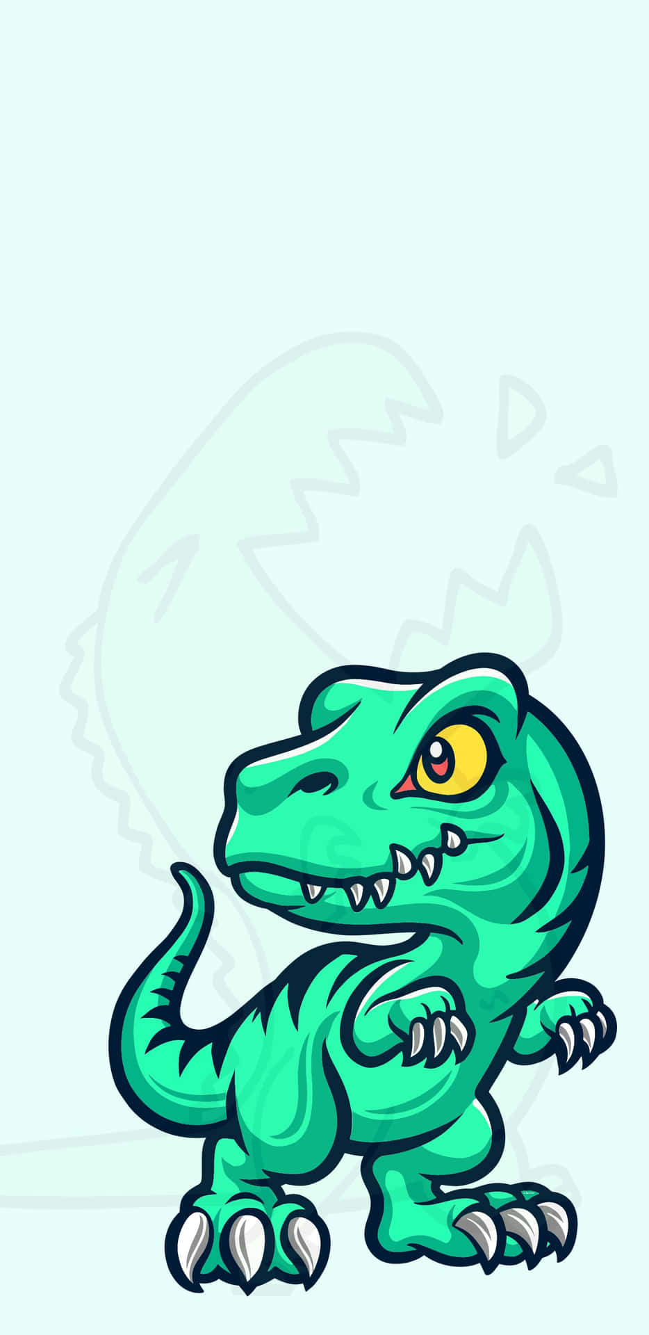 A Cartoon Dinosaur With A Green Body And Yellow Eyes Wallpaper