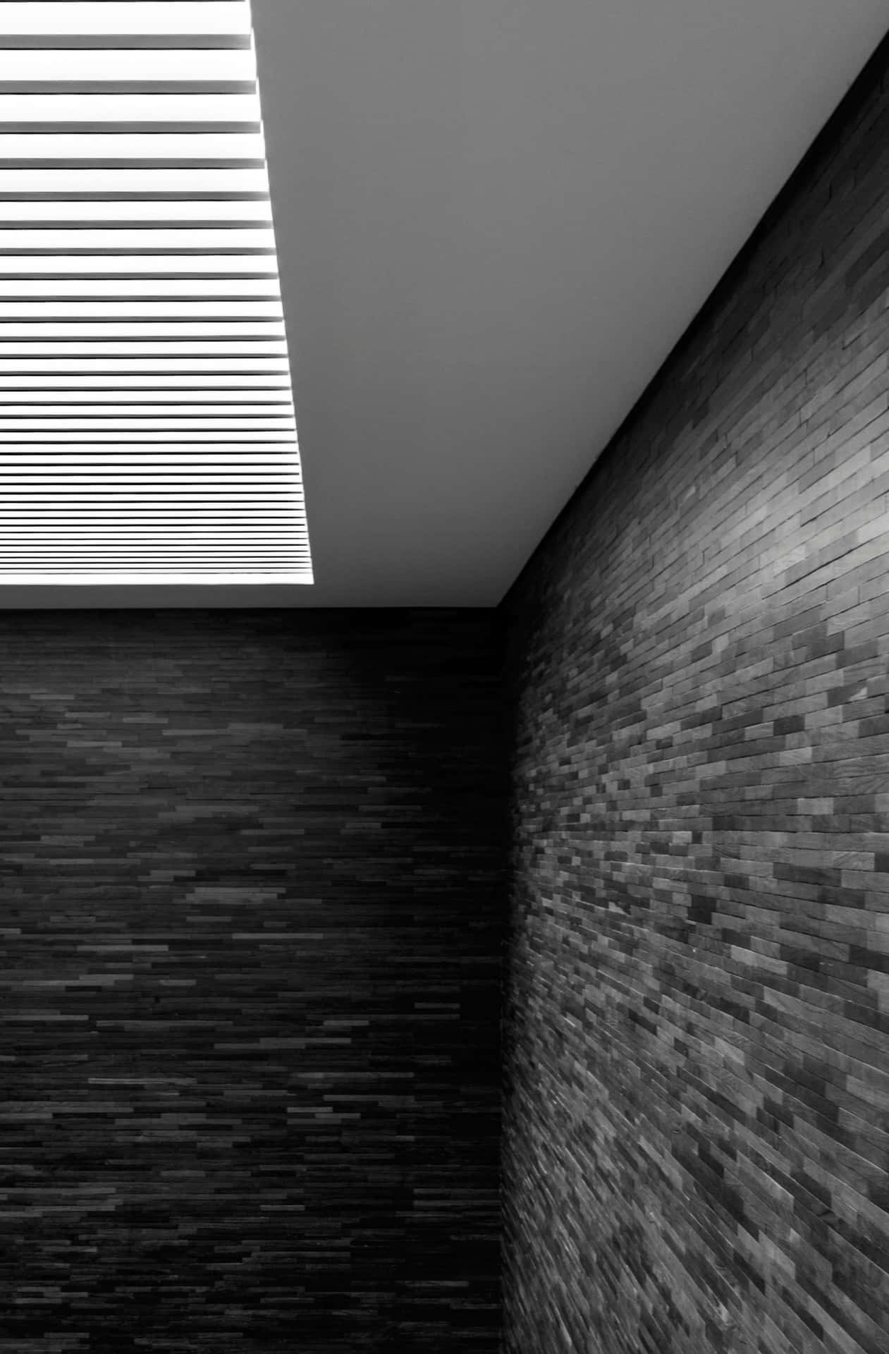 A Black And White Photo Of A Room With A Ceiling Wallpaper