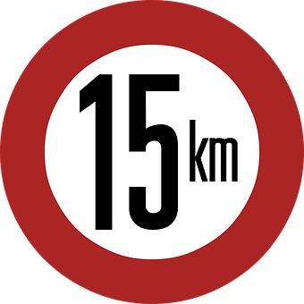 15km Speed Limit Sign PNG