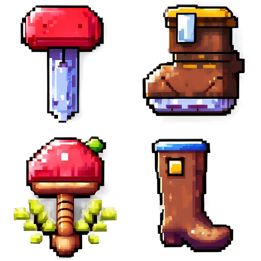 16 Bit Pixel Adventure Items Png 06252024 PNG