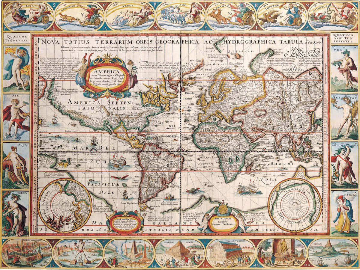 17th Century World Map Wallpaper