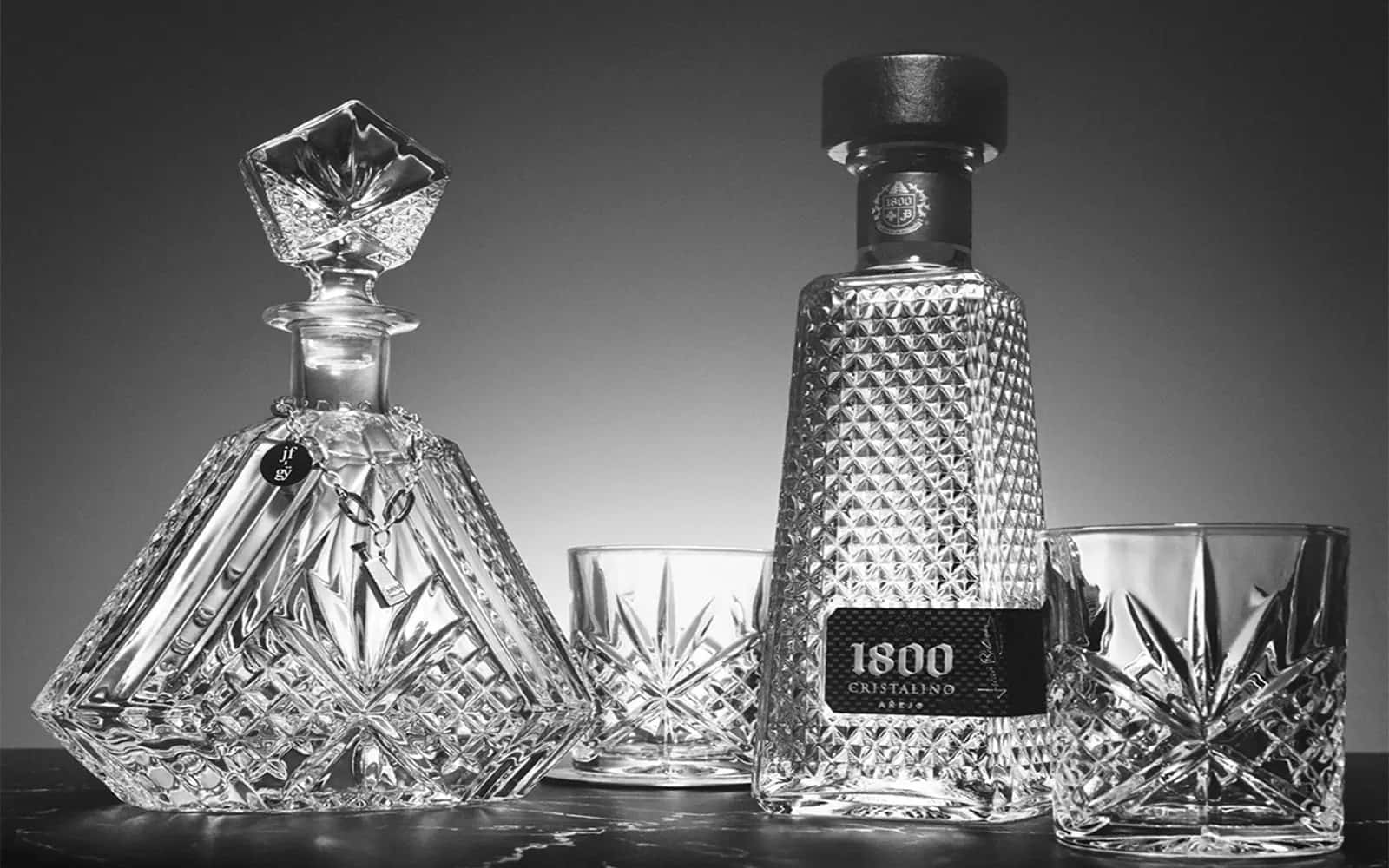 1800 Tequila Cristalino Anejo With Crystal Decanter Wallpaper