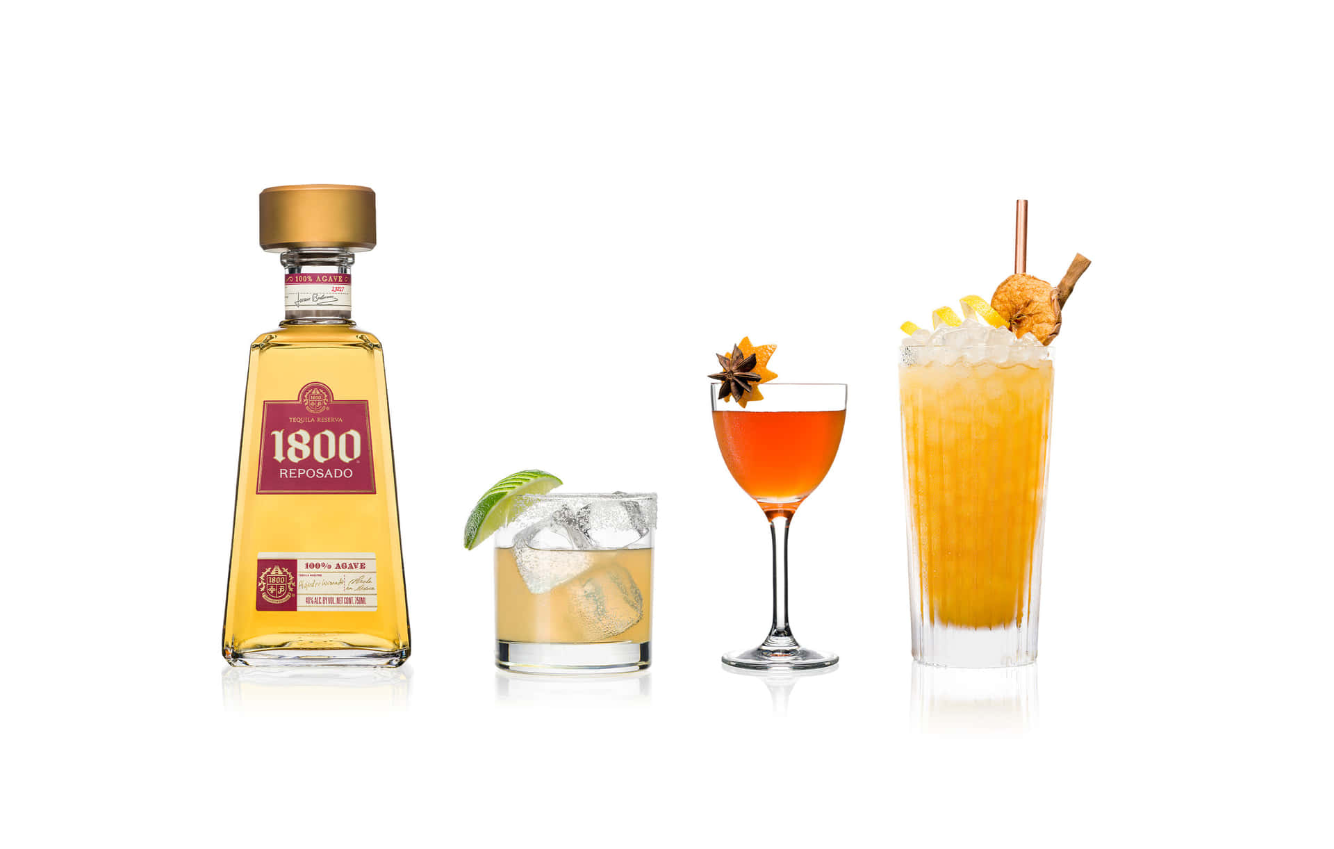 1800 Tequila Reposado With Various Cocktails Wallpaper