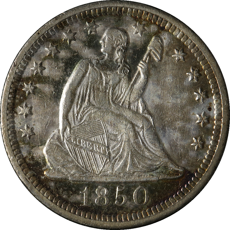 1850 Seated Liberty Silver Dollar PNG