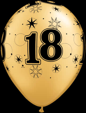 18th Birthday Celebration Gold Balloon PNG