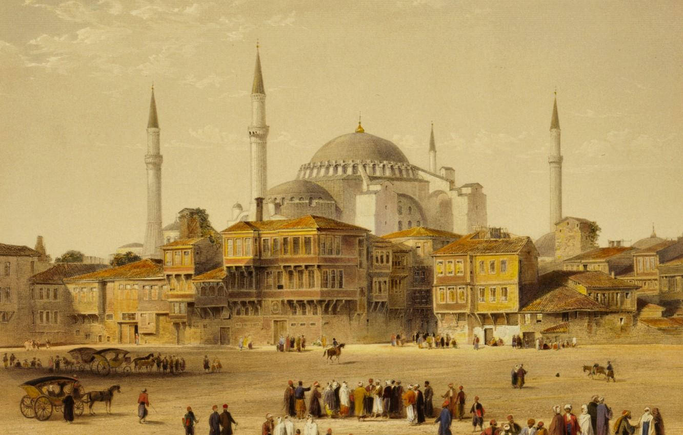 Obrade Arte Hagia Sophia Dos Anos 1900 Para Papel De Parede De Computador Ou Celular. Papel de Parede
