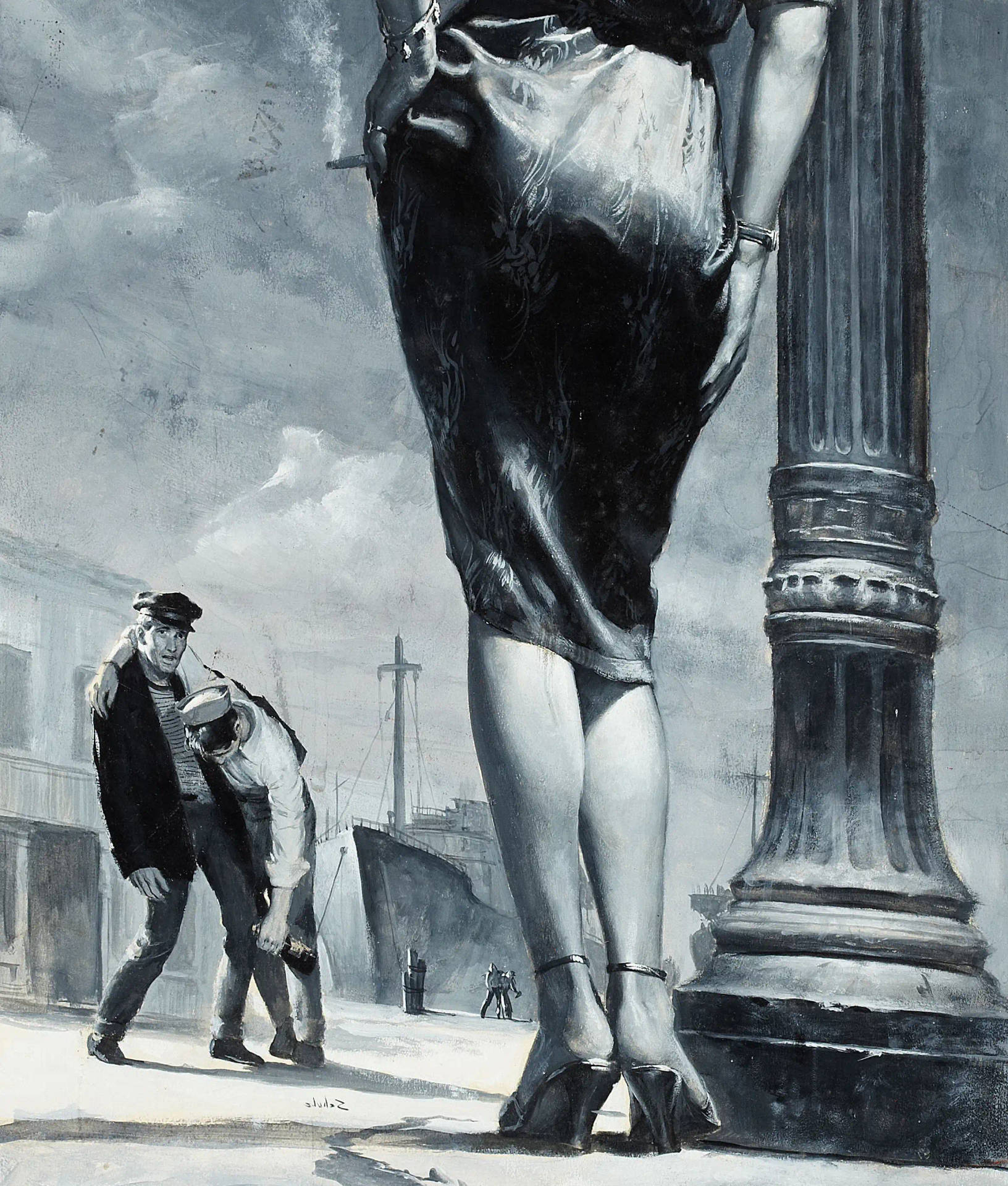1900s Seducing Female Legs Cartoon Wallpaper