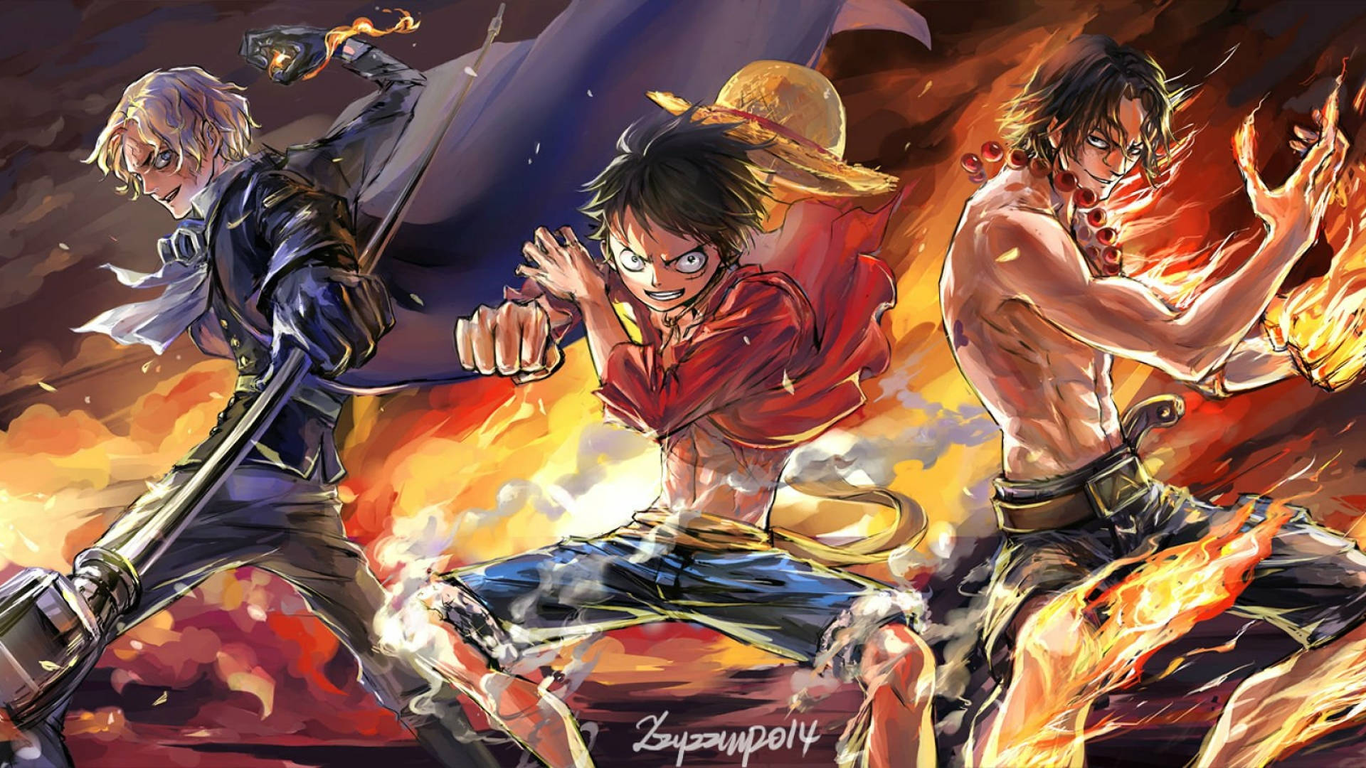 1920 X 1080 Anime One Piece Brothers Wallpaper