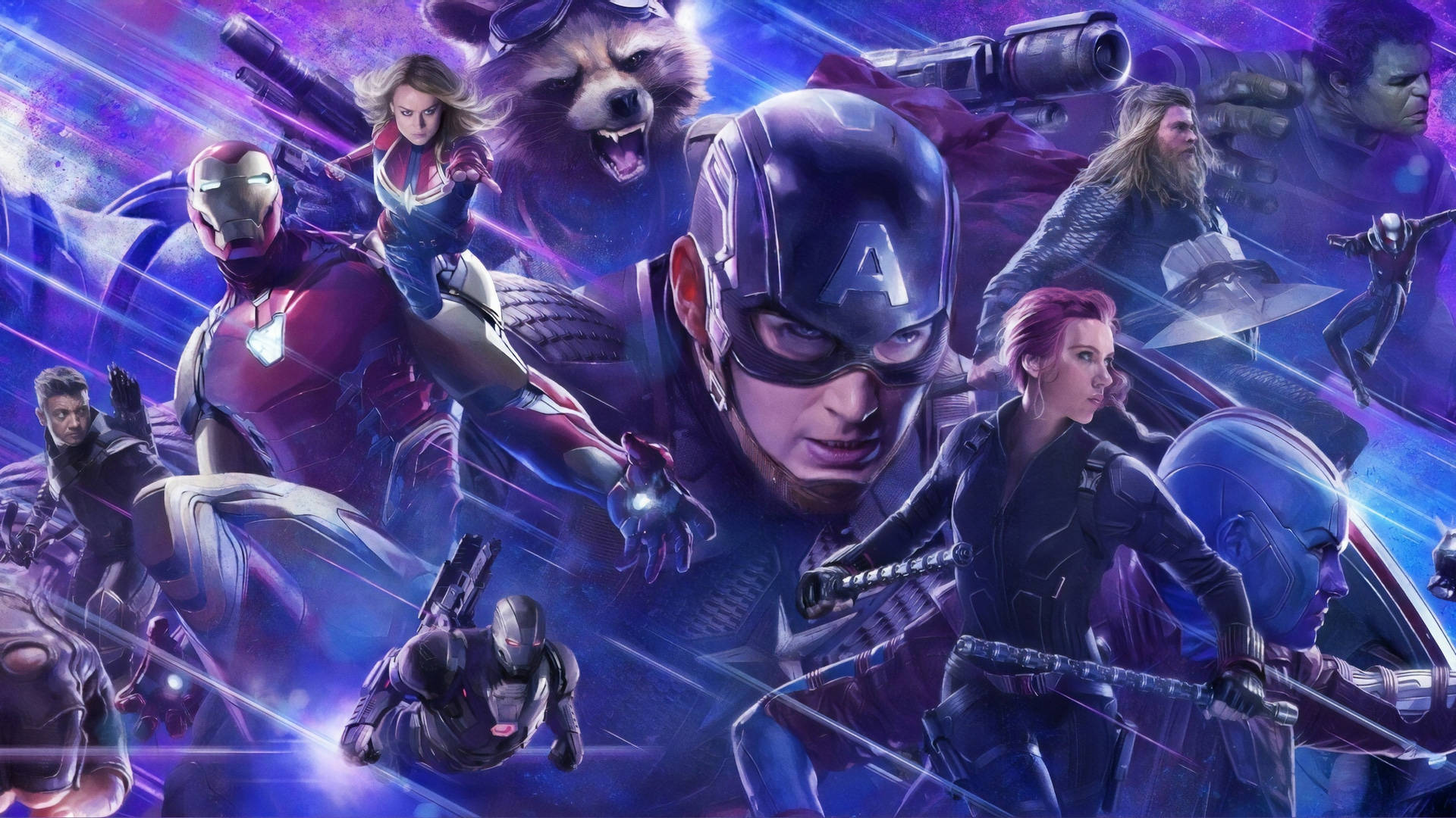 ¡unidosy Conquistando! Nuestros Superhéroes Favoritos De Los Vengadores: Thor, Capitán América, Iron Man, Increíble Hulk Y Viuda Negra. Fondo de pantalla