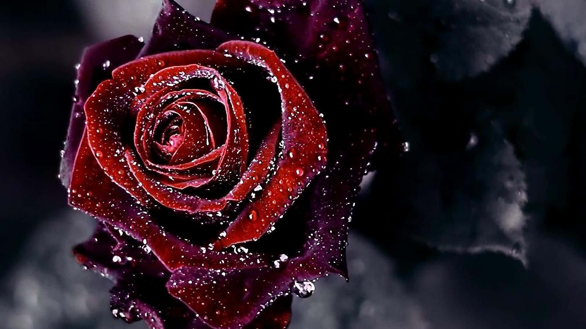 1920 X 1080 Flower Frozen Red Rose Wallpaper