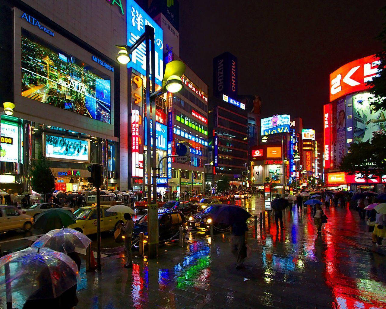 1920 X 1080 Night City Rainy Tokyo