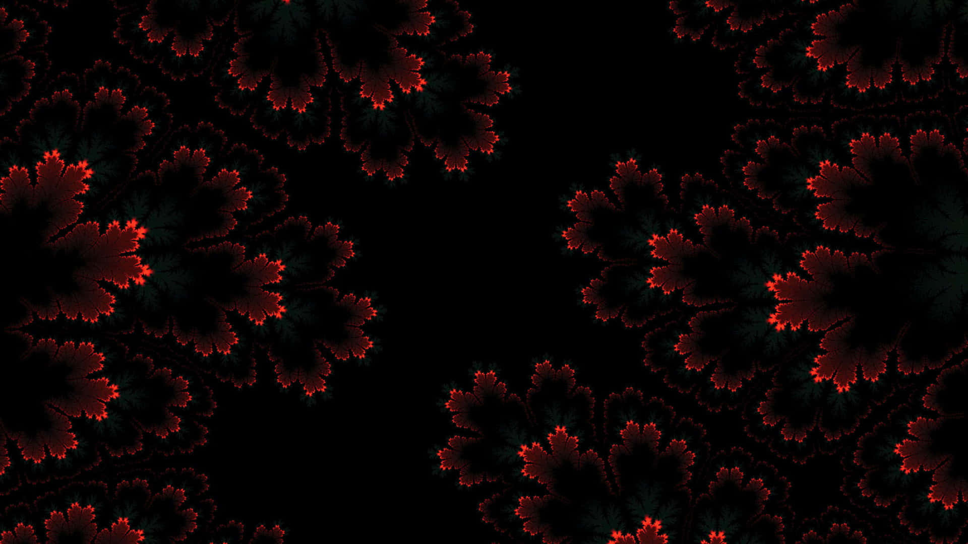 Et rødt og sort blomstermønster på en sort baggrund Wallpaper