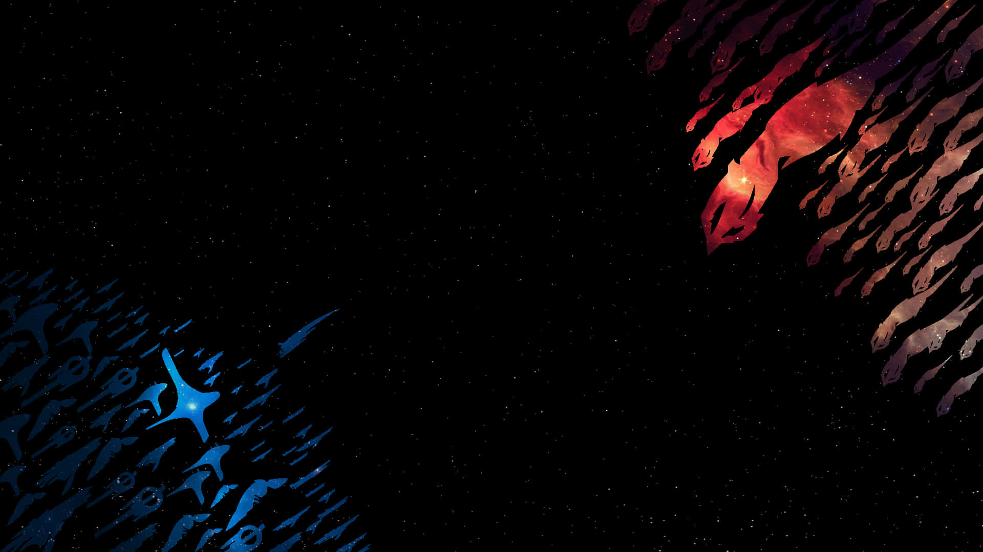 A Black Background With A Red And Blue Star Wallpaper