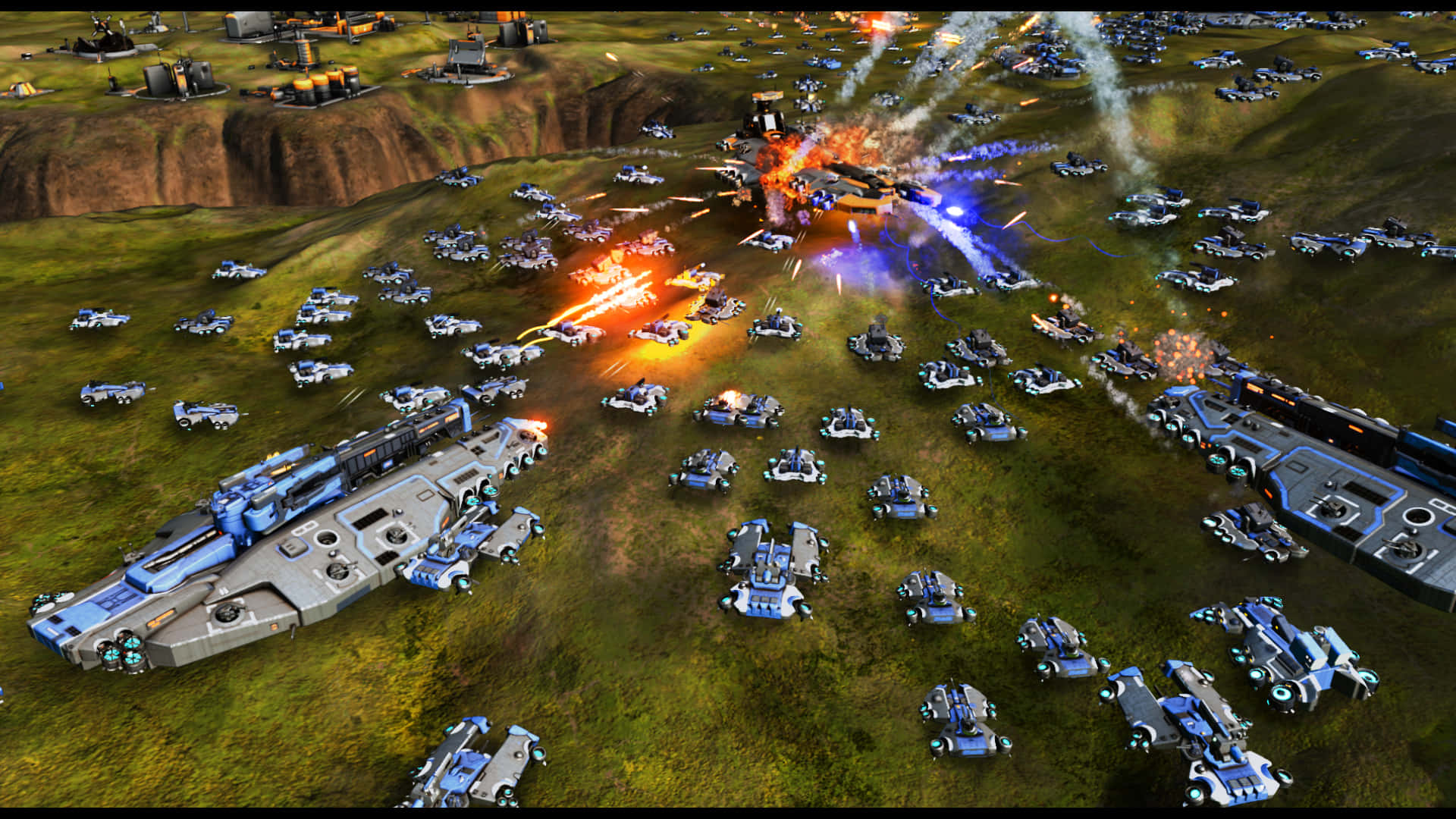 Et skærmbillede af et spil med mange skibe og skibe