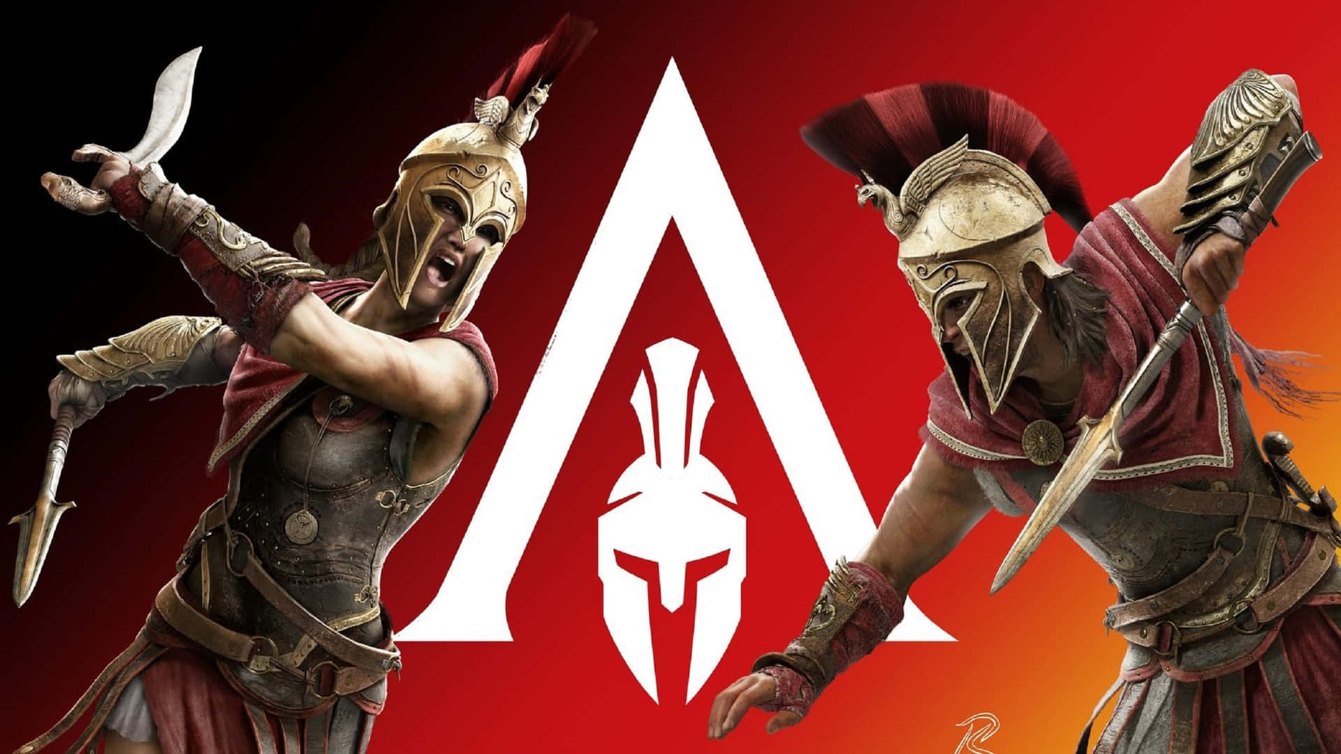1920x1080 Assassin's Creed Odyssey Background White Logo