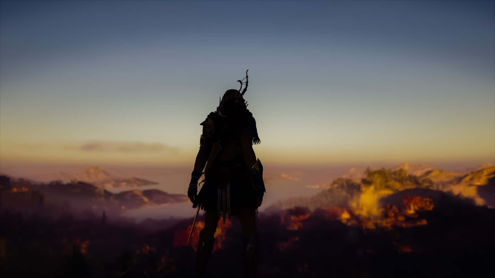 1920x1080bakgrundsbild För Assassin's Creed Odyssey Med Himlen I Fokus.